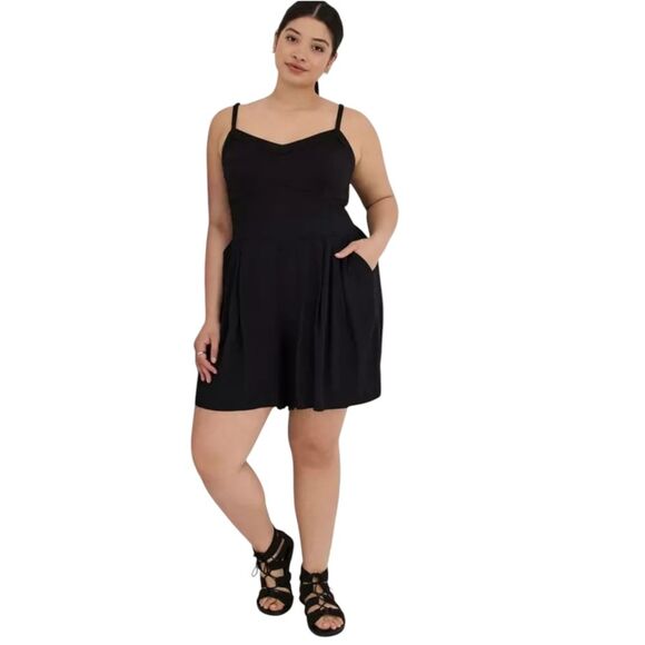 Torrid Black Ponte Bustier Shorts Romper size 0 0X - Picture 1 of 7